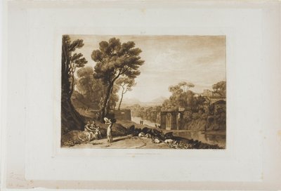 Kvinnan och tamburinen, tallrik 3 från Liber Studiorum av Joseph Mallord William Turner