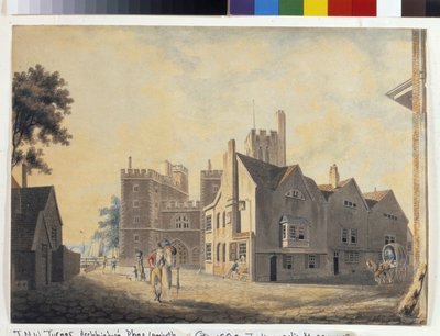 Utsikt över ärkebiskopens palats, Lambeth (akvarell på vitt papper) av Joseph Mallord William Turner