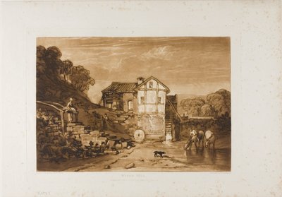 Vattenkvarn, tallrik 37 från Liber Studiorum av Joseph Mallord William Turner