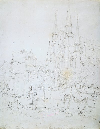 West Window, Worcester Cathedral (penna på vitt papper) av Joseph Mallord William Turner