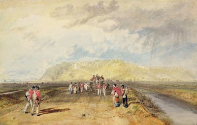 Winchelsea, Sussex, från Rye Road (akvarell & kroppsfärg på papper) av Joseph Mallord William Turner