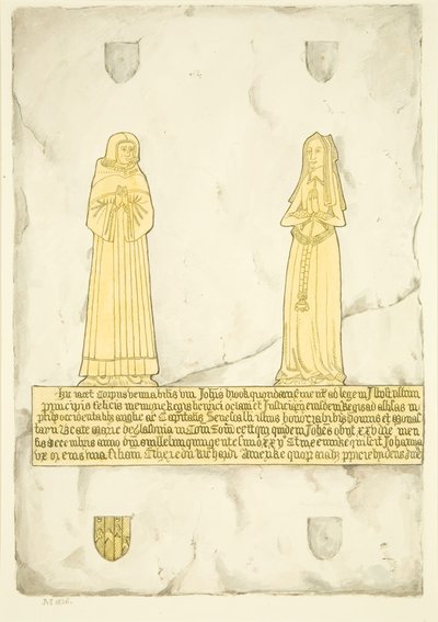 Mässing av John Brooke och hans fru i St Mary Redcliffe (akvarell på papper) av Joseph Manning
