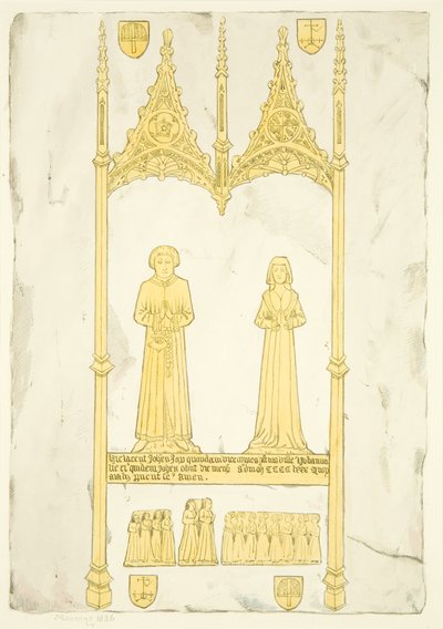 Brass of John and Johanna Jay i St Mary Redcliffe (akvarell på papper) av Joseph Manning