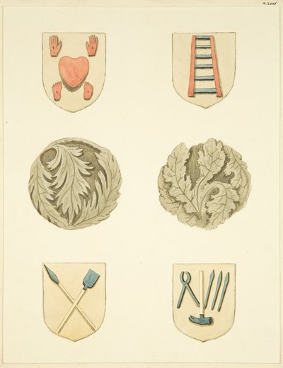 Ljumskestenar (bossar) i taket i Redcliffe Church (akvarell på papper) av Joseph Manning
