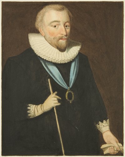 Porträtt i Council House av Richard Weston, Earl of Portland (penna och akvarell på papper) av Joseph Manning