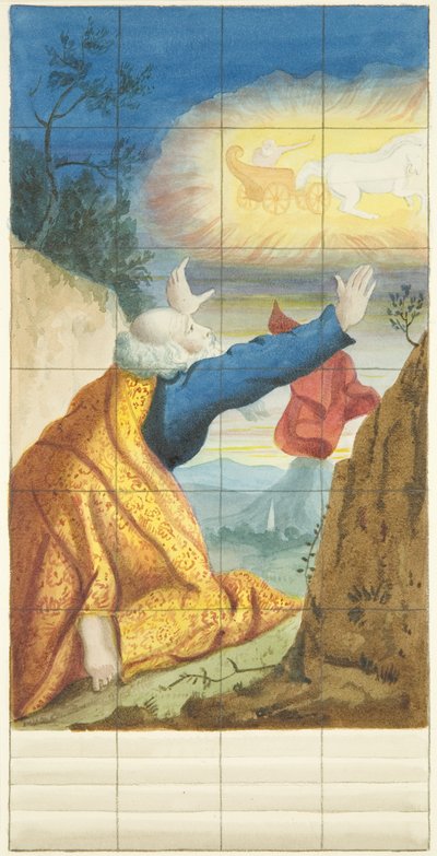 Målat glasfönster i östra änden av norra gången i Bristol Cathedral som visar Elijah och Elisha (akvarell på papper) av Joseph Manning