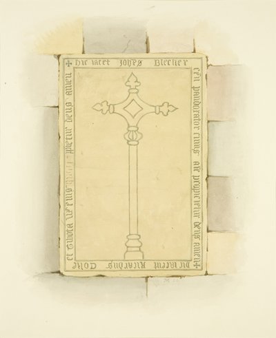 Gravsten framför Canynges grav i St Mary Redcliffe (akvarell på papper) av Joseph Manning