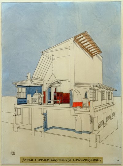 Sektion genom Ernst-Ludwigs-Haus av Joseph Maria Olbrich
