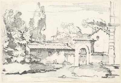 Ingång till trädgårdarna i Villa Giulia av Joseph Marie Vien