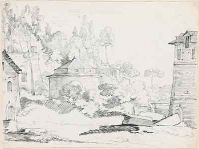 Landskap med kyrkan San Teodoro av Joseph Marie Vien