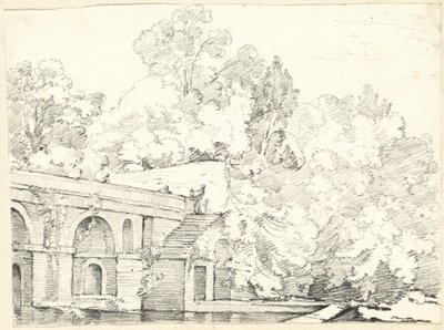 Fiskdammen och Villa Madama av Joseph Marie Vien