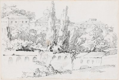 Roms murar med Santa Maria del Popolo i fjärran av Joseph Marie Vien