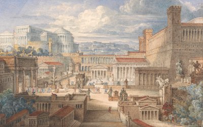 En scen i det antika Rom: en miljö för Titus Andronicus, I, ii av Joseph Michael Gandy