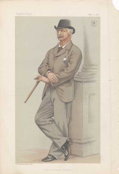 Coutts Lindsay, The Grosvenor Gallery från Vanity Fair 3 februari 1883 (kromolitografi) av Joseph Middleton Jopling