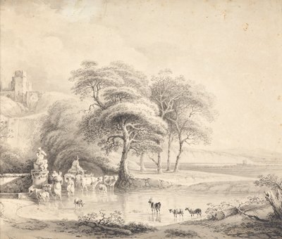 Landskap med ett vadställe av Joseph Mössmer