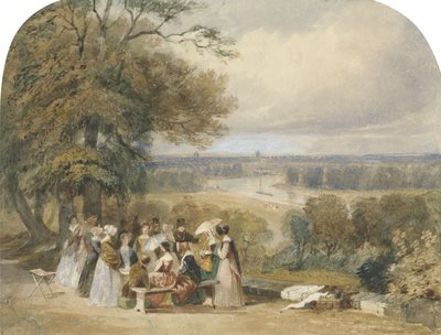 A Picnic on Richmond Hill (wc med kropsfarve og tyggegummi på papir) sved av Joseph Murray Ince