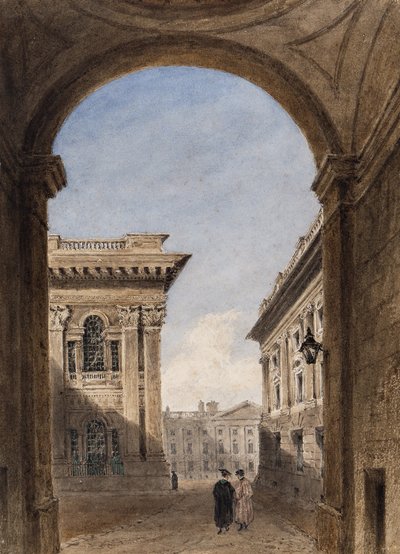 Canterbury Gate och Christ Church Quad, Oxford, 1833 (wc på papper) av Joseph Murray Ince