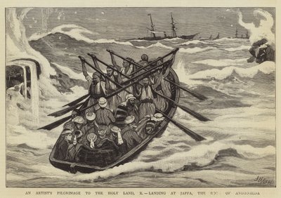 En konstnärs pilgrimsfärd till det heliga landet, X, landar vid Jaffa, Andromedas klippa av Joseph Nash