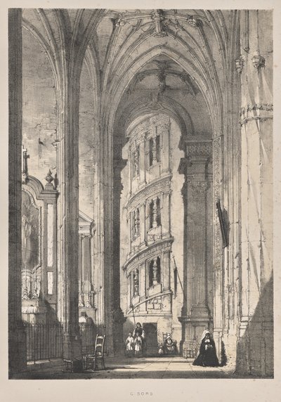 Medeltidens arkitektur: St Gisors kyrka, interiör av Joseph Nash