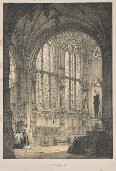 Medeltidens arkitektur: I St. Jacques, Dieppe, East End, Interiör av Joseph Nash