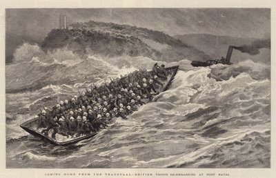 När de kommer hem från Transvaal, går brittiska trupper ombord på Port Natal av Joseph Nash