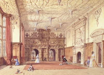 Crewe Hall, Cheshire (wc och gouache) av Joseph Nash