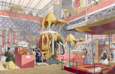 Crystal Palace, Indian Court, pub. av Dickinson Bros. (färgad litho) av Joseph Nash