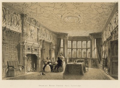 Salongen, Crewe Hall, Cheshire av Joseph Nash