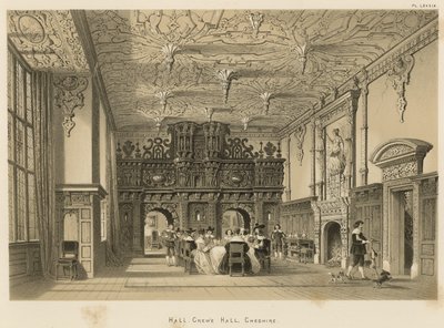 Hall, Crewe Hall, Cheshire av Joseph Nash