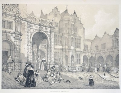 Holland House i Kensington, London, Illustration från The Mansion in England in the Olden Time, av Joseph Nash av Joseph Nash