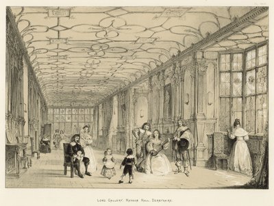 Long Gallery, Haddon Hall, Derbyshire av Joseph Nash