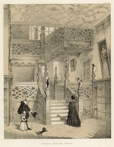Trappa, Crewe Hall, Cheshire av Joseph Nash