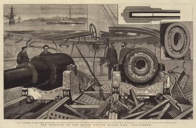 Sprängningen av 38-tonspistolen ombord på HMS Thunderer av Joseph Nash