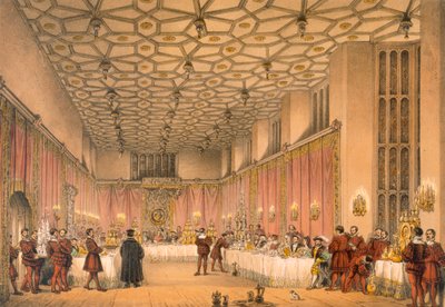 The Chamber, Hampton Court, från "Architecture of the Middle Ages", publicerad 1838 av Joseph Nash