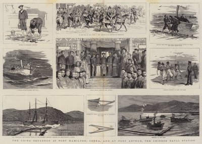 China Squadron i Port Hamilton, Corea, och vid Port Arthur, den kinesiska flottstationen av Joseph Nash