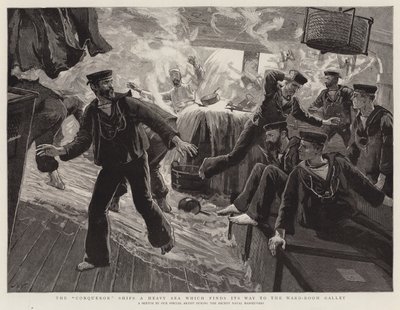 Erövraren skickar ett tungt hav som letar sig till Ward-Room Galley av Joseph Nash