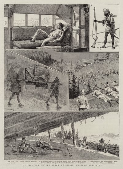 Striderna på det svarta berget, västra Himalaya av Joseph Nash