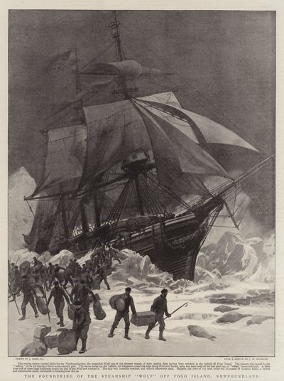 Grundandet av Steamship Wolf utanför Fogo Island, Newfoundland av Joseph Nash