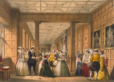 Galleriet på Hatfield House, Hertfordshire, pub. 1838. av Joseph Nash