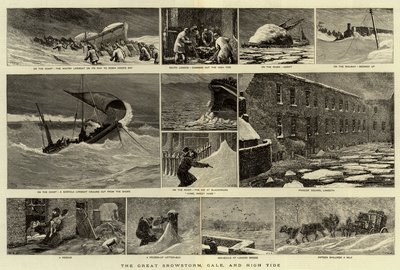 Den stora snöstormen, stormen och högvattnet av Joseph Nash