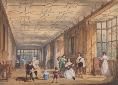 The Long Gallery, Haddon Hall, Derbyshire av Joseph Nash