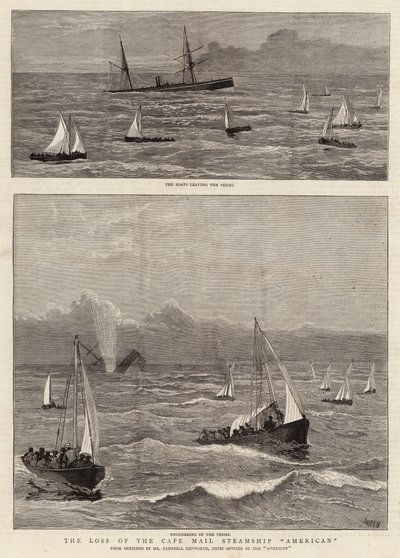 Förlusten av Cape Mail Steamship American av Joseph Nash