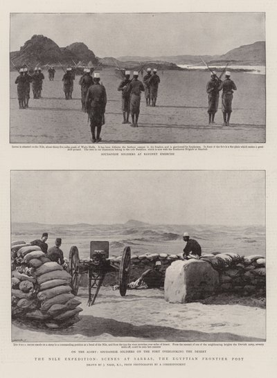 Nilexpeditionen, scener vid Sarras, den egyptiska gränsposten av Joseph Nash