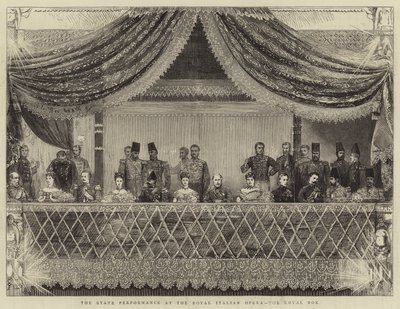 Statsföreställningen på Royal Italian Opera, Royal Box (gravyr) av Joseph Nash