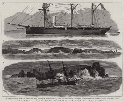 Vraket av HM Gunboat Wasp utanför Tory Island, Donegal av Joseph Nash
