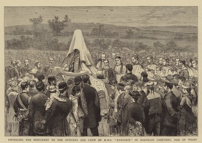 Avtäckning av monumentet till officerarna och besättningen på HMS Eurydice på Shanklin Cemetery, Isle of Wight av Joseph Nash