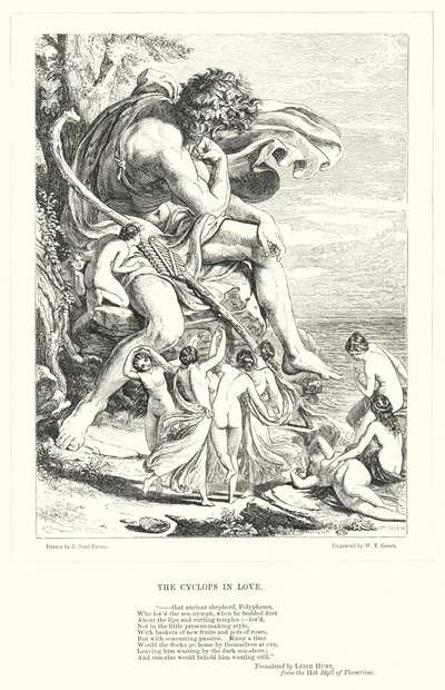 The Cyclops in Love (gravyr) av Joseph Noel (after) Paton