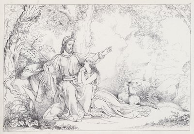 Shakespeares Stormen, akt I, scen 2 av Joseph Noel after Paton