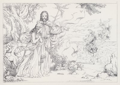 Shakespeares Stormen, akt I, scen 2 av Joseph Noel after Paton