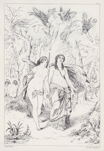 Shelleys Prometheus Unbound, Akt II, Scen 1 av Joseph Noel after Paton
